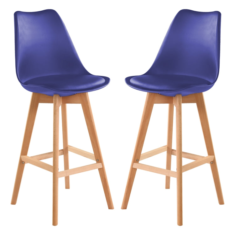 [UK Warehouse] 2 PCS Tulip Bar Chairs with Backrest(Blue)