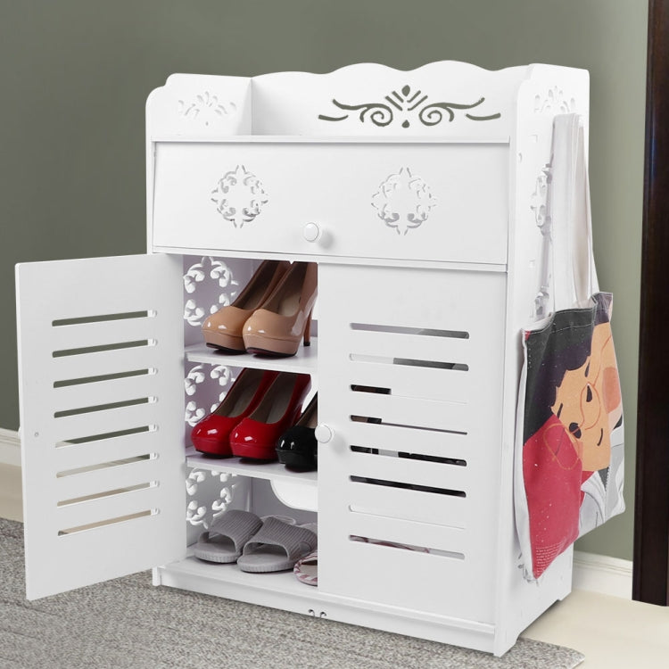 [UK Warehouse] 5 Tiers Shutter Pattern Household Shoes Cabinet Rack Shelf Storage Organizer