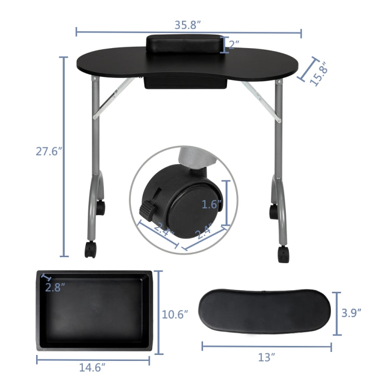 [UK Warehouse] Portable SPA Beauty Manicure Table with Hand Pillow & Bag(Black)