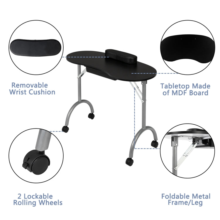[UK Warehouse] Portable SPA Beauty Manicure Table with Hand Pillow & Bag(Black)