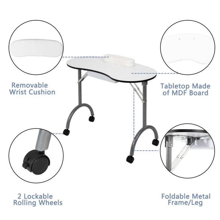 [UK Warehouse] Portable SPA Beauty Manicure Table with Hand Pillow & Bag(White)