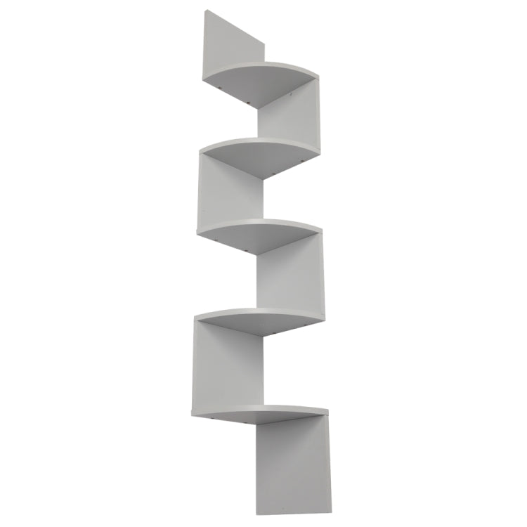 [UK Warehouse] 5 Tiers Wall Wood Corner Shelf Wooden Shelves Home Furniture Mount Rack(Gray)