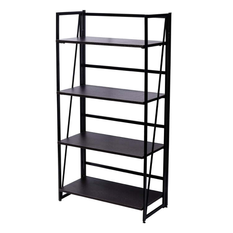 [US Warehouse] 4 Tiers Folding Bookshelf Home Office Industrial Wooden Storage Shelves