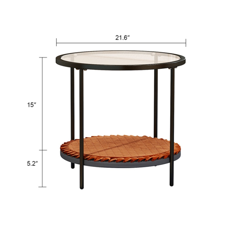 [US Warehouse] Coffee Table Share with Pets Multi-function Tempered Glass Round Shape Tabletop Tea Table, Size: 21.6x21.6x20.2 inch