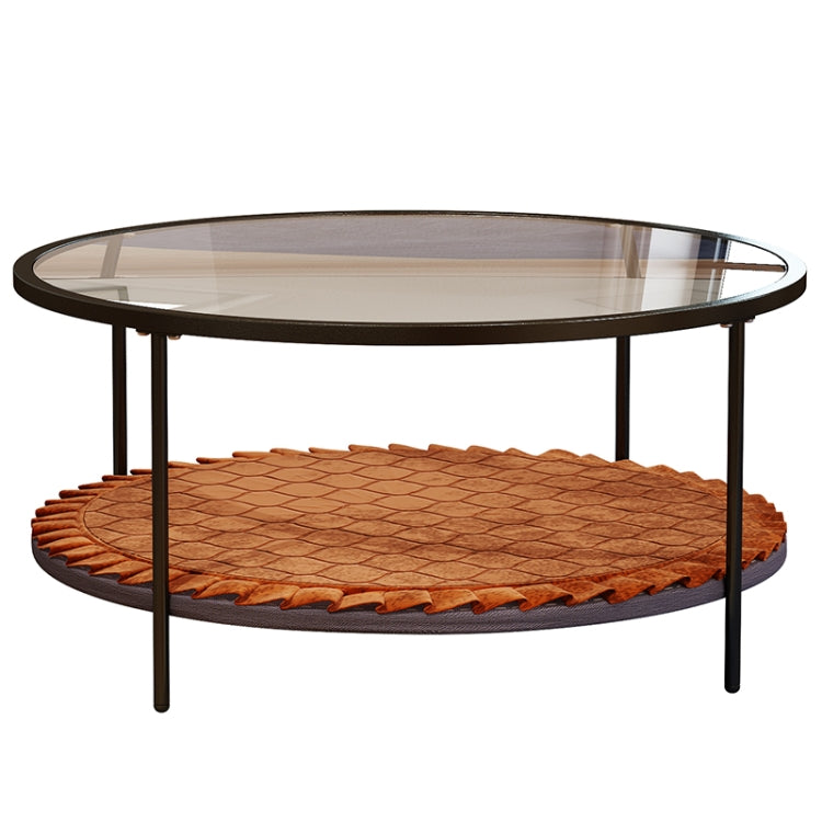 [US Warehouse] Coffee Table Share with Pets Multi-function Tempered Glass Round Shape Tabletop Tea Table, Size: 33.4x33.4x16.2 inch