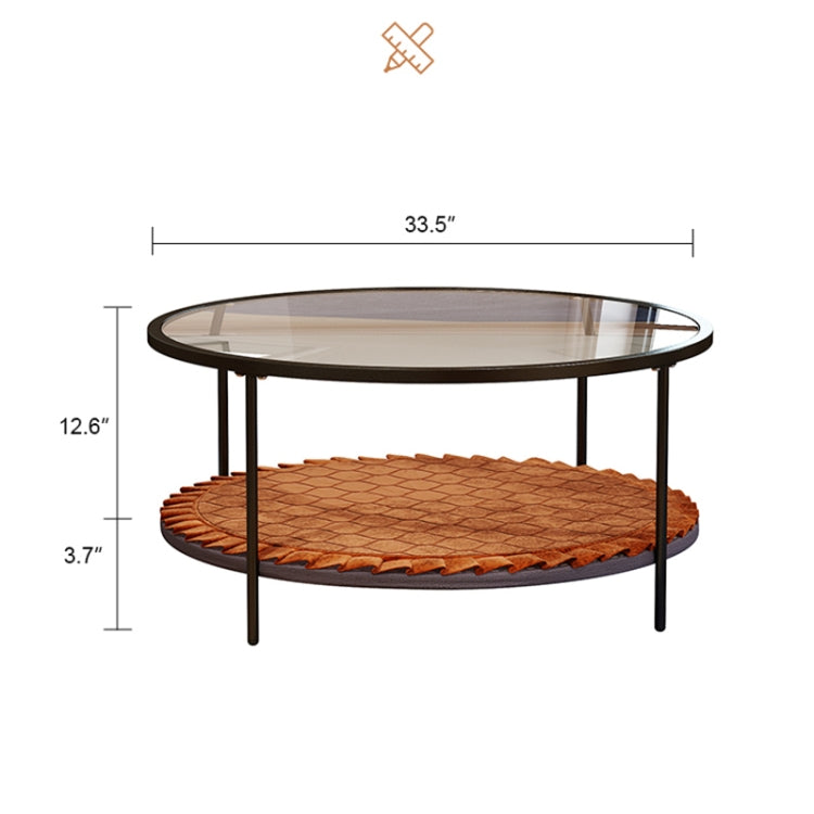 [US Warehouse] Coffee Table Share with Pets Multi-function Tempered Glass Round Shape Tabletop Tea Table, Size: 33.4x33.4x16.2 inch