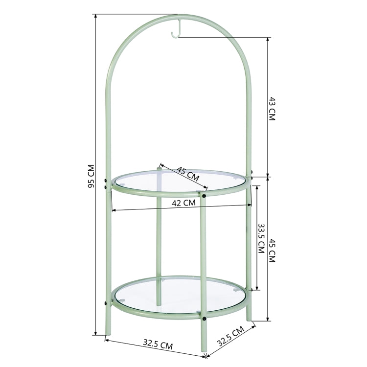 [US Warehouse] Round Multi-Tiered Glass Table with Storage, Size: : 17.7x37.4 inch