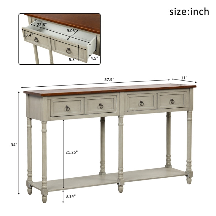 [US Warehouse] Console Table Sofa Table with Drawer, Size: 58x11x34 inch