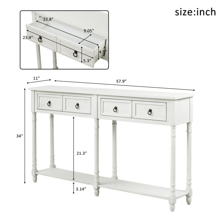 [US Warehouse] Console Table Sofa Table with Drawer, Size: 58x11x34 inch