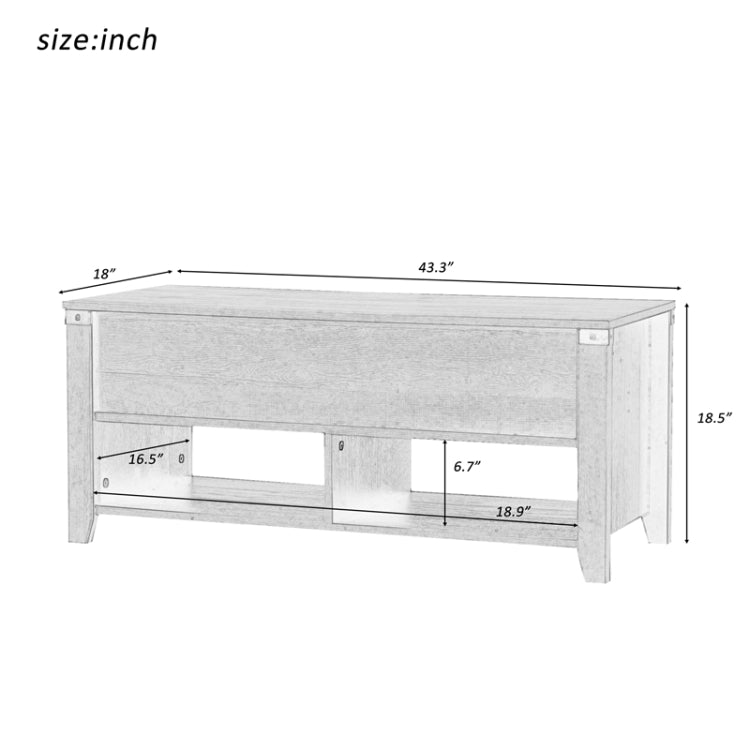 [US Warehouse] Multipurpose Living Room Lifting Top Table with Drawers, Size: 43.3x18x18.5 inch