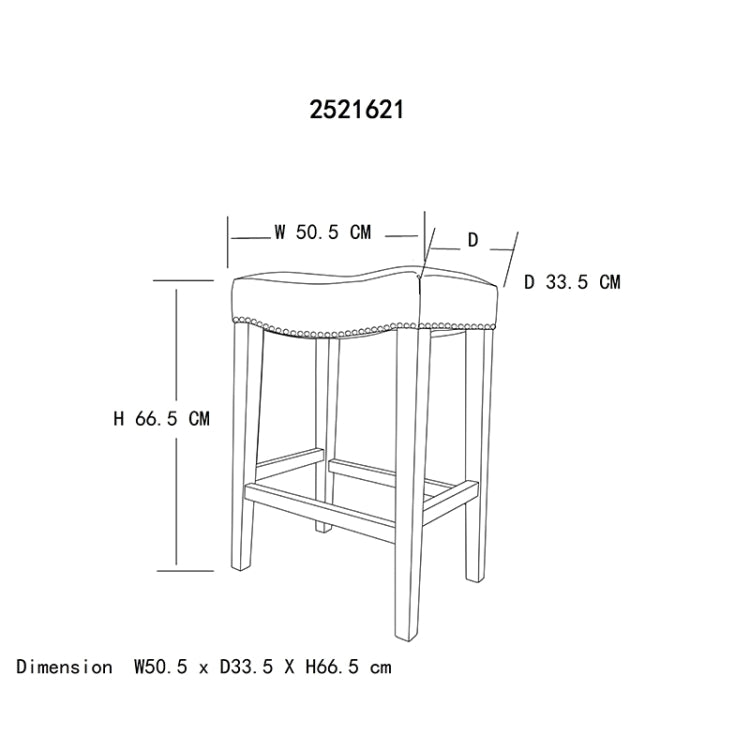 [US Warehouse] 2 PCS Home Living Room Leather Barstool, Size: 50.5x33.5x66.5cm