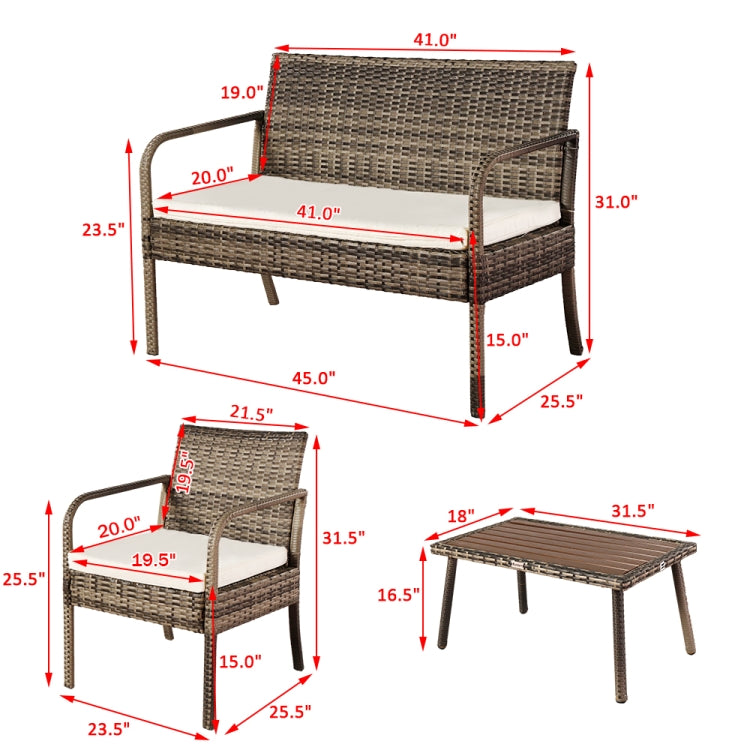 [US Warehouse] 4 in 1 Outdoor Leisure Rattan Furniture