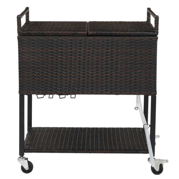 [US Warehouse] Rattan Freezer Trolley Storage Shelf with Wine Rack, Size: 136x86x42cm