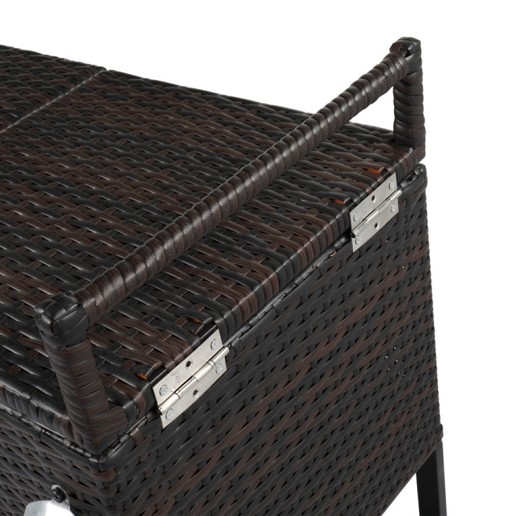 [US Warehouse] Rattan Freezer Trolley Storage Shelf with Wine Rack, Size: 136x86x42cm