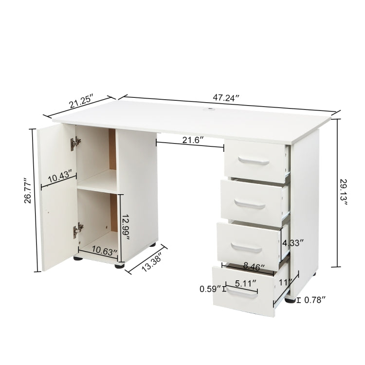 [US Warehouse] One Door Four Drawers Computer Desk, Size: 120x54x74cm