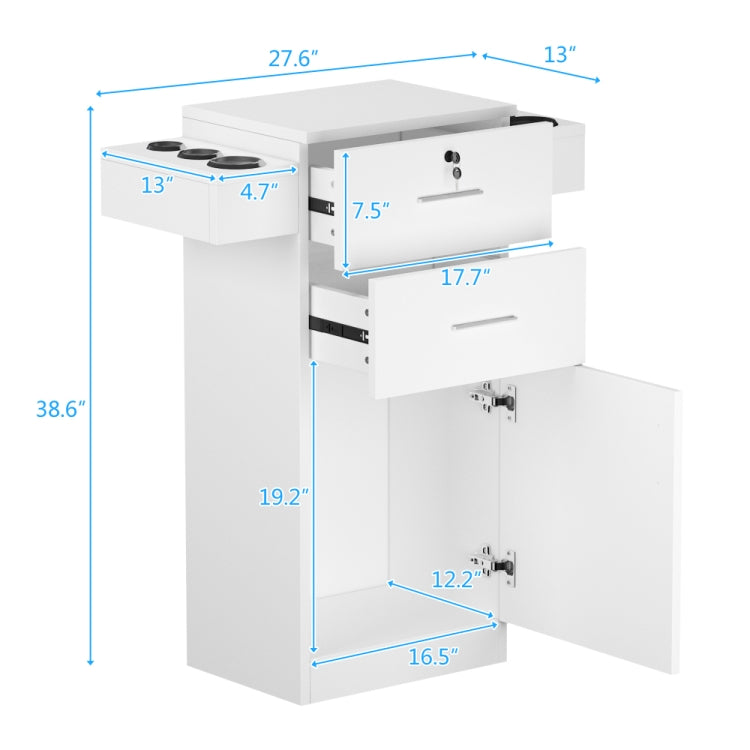 [US Warehouse] Barbershop Salon Locker with Hair Dryer Rack & Drawer & Lock
