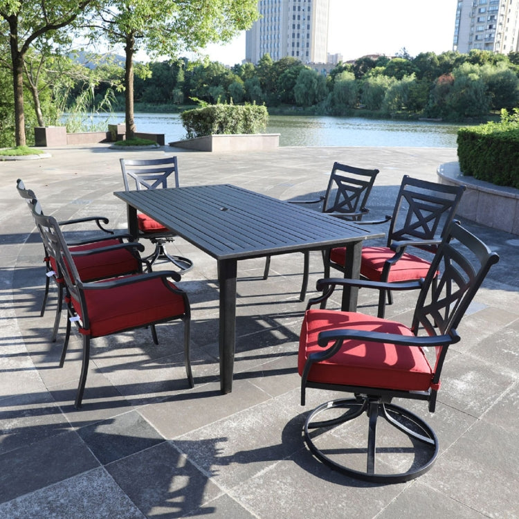 [US Warehouse] 2 PCS Swivel Dining Metal Chairs for Outdoor Lawn Garden