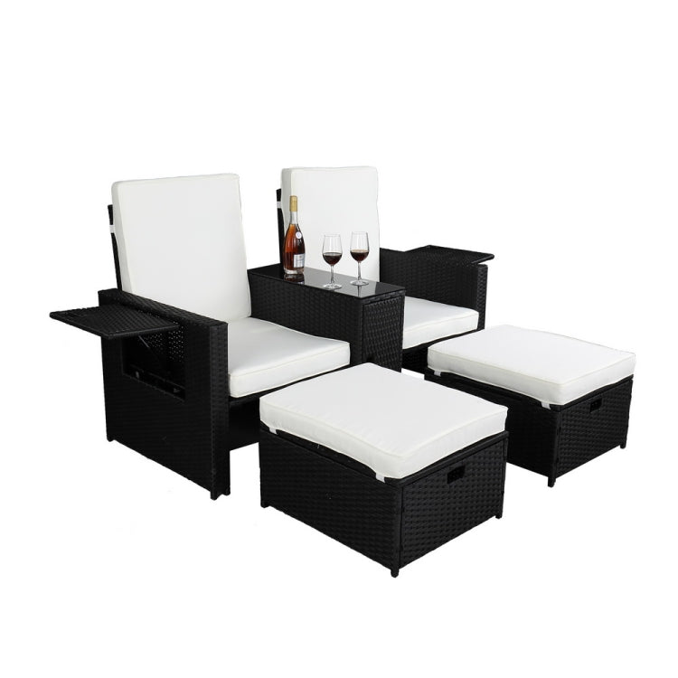[US Warehouse] Five-Piece Weaving Rattan Lover Sofa