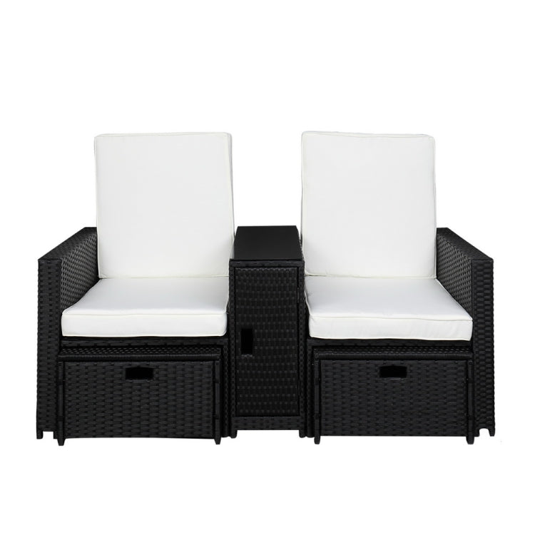 [US Warehouse] Five-Piece Weaving Rattan Lover Sofa