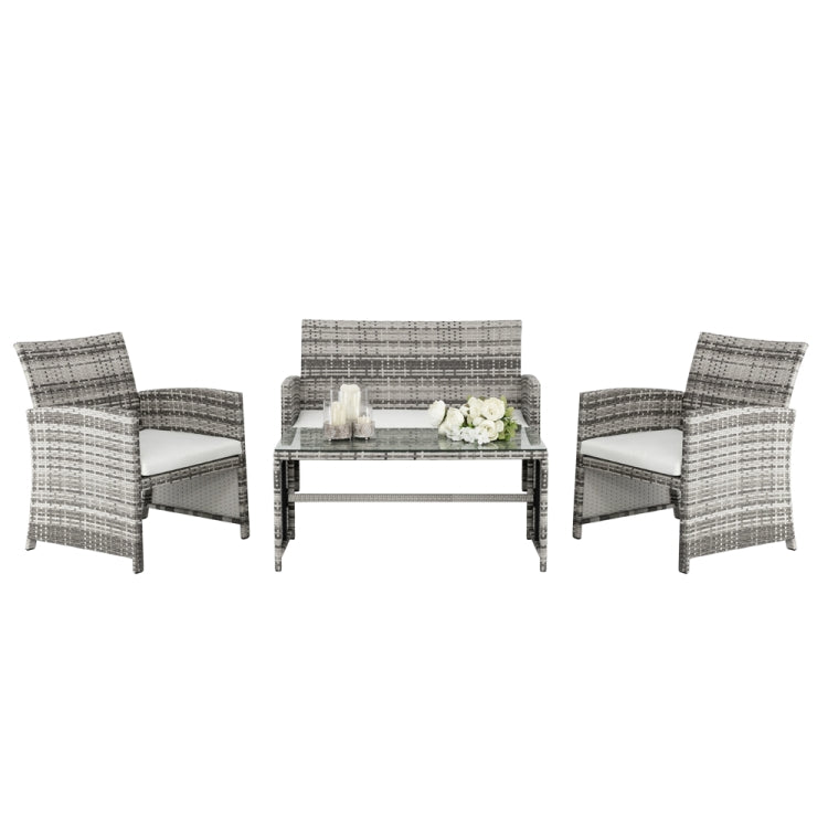 [US Warehouse] 4 PCS Weaving Rattan Gradient Combination Sofa