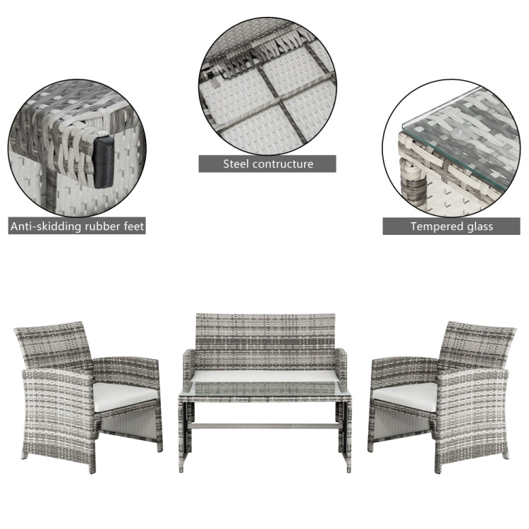 [US Warehouse] 4 PCS Weaving Rattan Gradient Combination Sofa