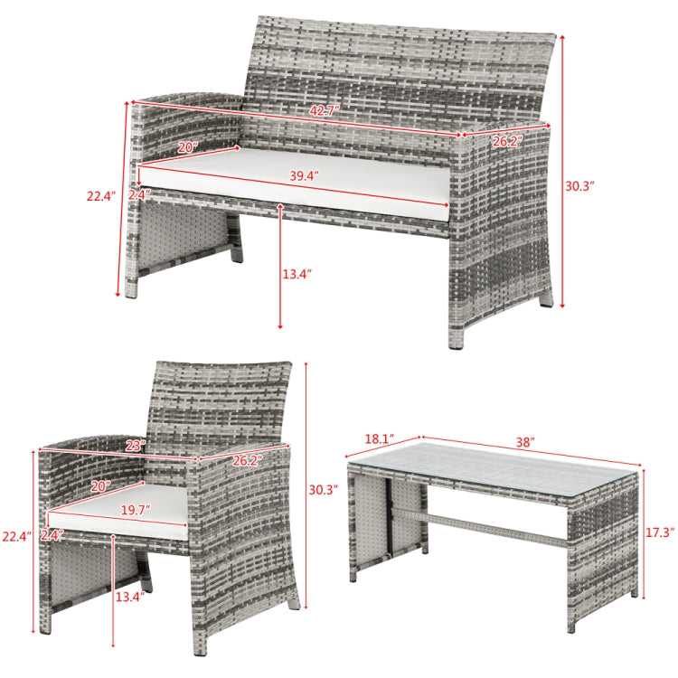 [US Warehouse] 4 PCS Weaving Rattan Gradient Combination Sofa