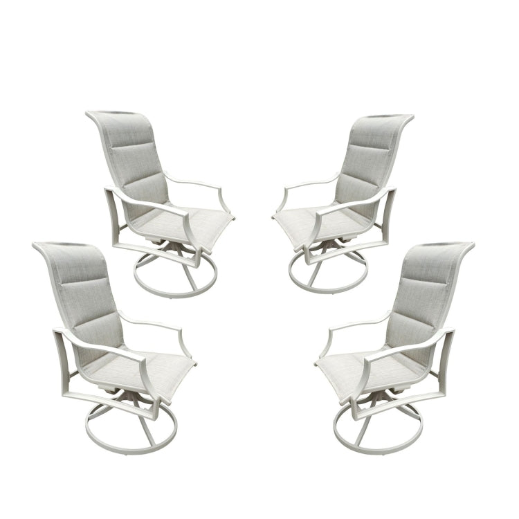 [US Warehouse] 4 PCS Aluminum Alloy Patio Swivel Dining Chairs
