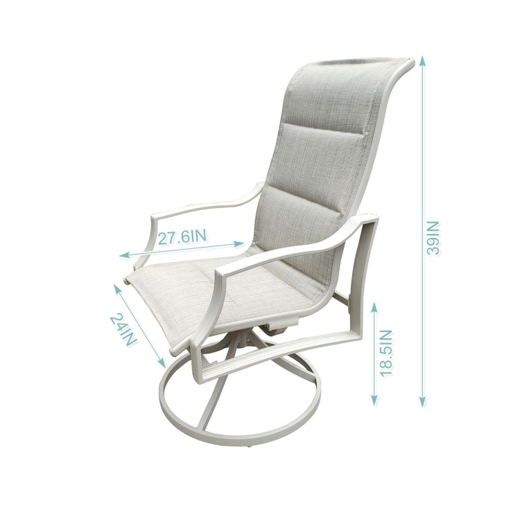 [US Warehouse] 4 PCS Aluminum Alloy Patio Swivel Dining Chairs