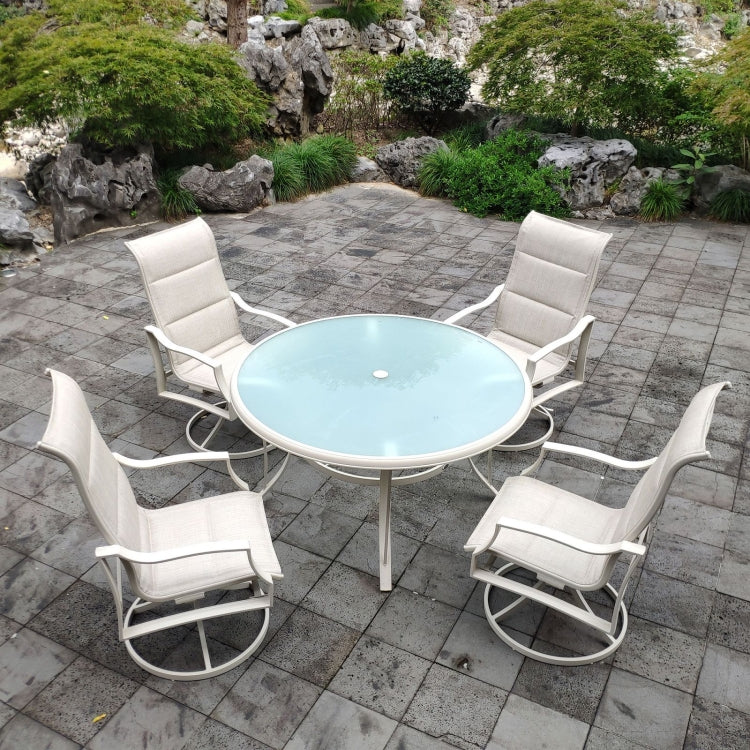 [US Warehouse] 4 PCS Aluminum Alloy Patio Swivel Dining Chairs