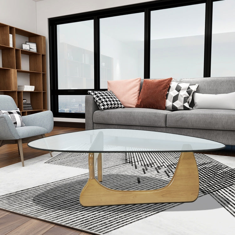 [UK Warehouse] TY-110-12N Nordic Coffee Table Triangle Solid Wood Tempered Glass Coffee Tableï¼ˆFraxinus Mandshuricaï¼‰