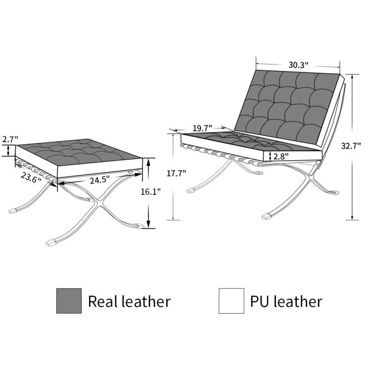 [UK Warehouse] BS804A 2 in 1 Living Room Leisure Sofa Chairs Foldable Single Leather Chairs + Step Stool Set
