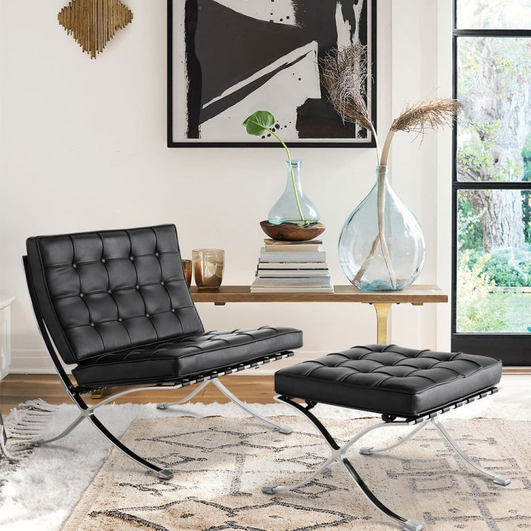 [UK Warehouse] BS804A 2 in 1 Living Room Leisure Sofa Chairs Foldable Single Leather Chairs + Step Stool Set