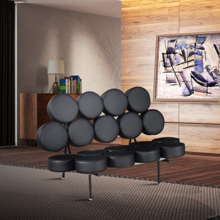 [UK Warehouse] GY011A Disc-shaped Upholstered Sofa Chairs Living Room Lounge Single Chairs Drum Chairs(Black)