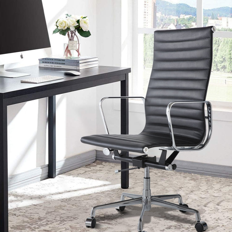 [UK Warehouse] HJ202A Hyperboloid Design Rotatable Lifting Adjustable Office Chairs PU Leather Recliner with Armrests, Size: (106-116) x 67 x 59cm