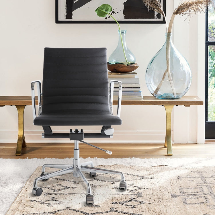 [UK Warehouse] HJ202B Hyperboloid Design Rotatable Lifting Adjustable Office Chairs PU Leather Recliner with Armrests, Size: (90-100) x 63 x 59cm