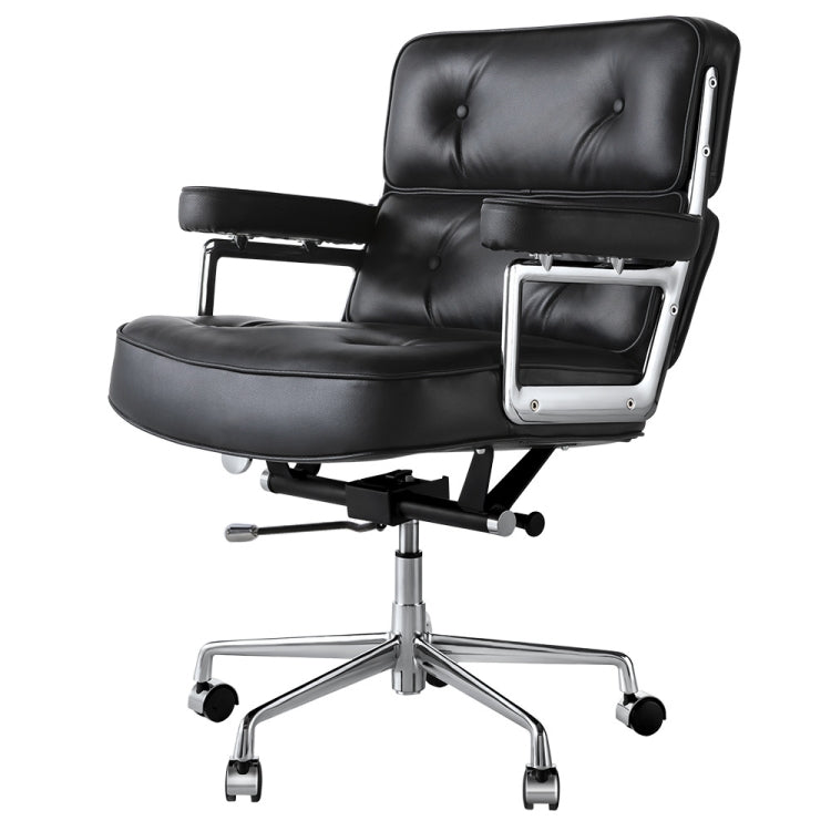 [UK Warehouse] HJ205A Rotatable Lifting Adjustable Office Chairs Retro PU Leather Leisure Chairs Gaming Chairs Recliner(Black)