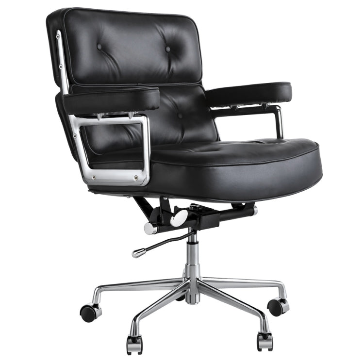 [UK Warehouse] HJ205A Rotatable Lifting Adjustable Office Chairs Retro PU Leather Leisure Chairs Gaming Chairs Recliner(Black)