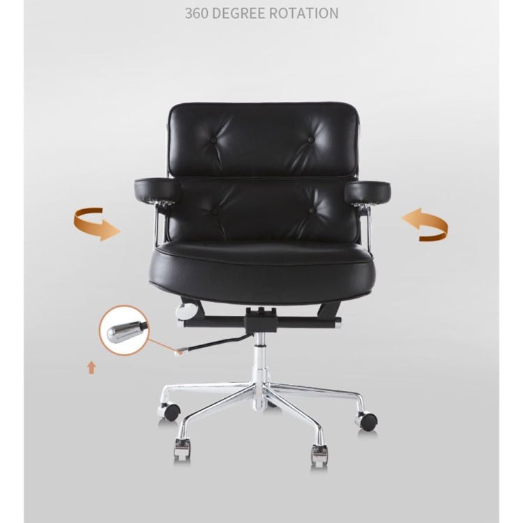 [UK Warehouse] HJ205A Rotatable Lifting Adjustable Office Chairs Retro PU Leather Leisure Chairs Gaming Chairs Recliner(Black)