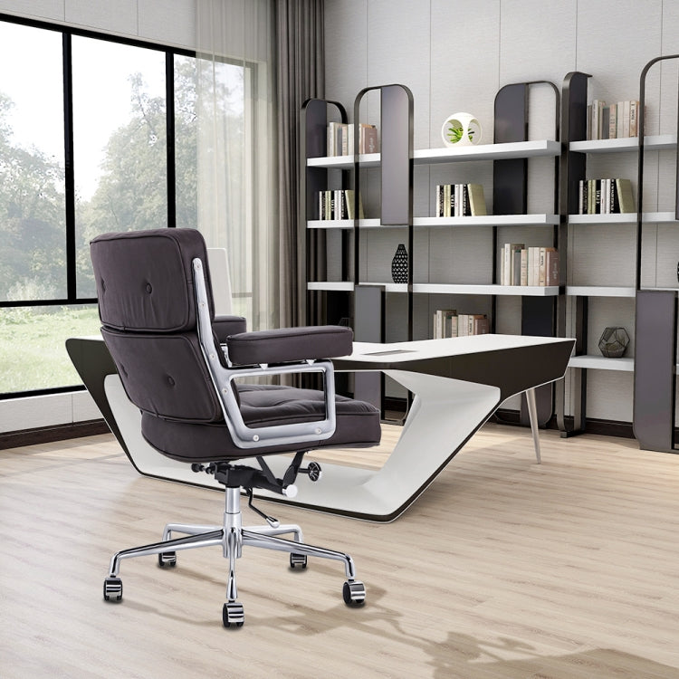 [UK Warehouse] HJ205A Rotatable Lifting Adjustable Office Chairs Retro PU Leather Leisure Chairs Gaming Chairs Recliner(Black)