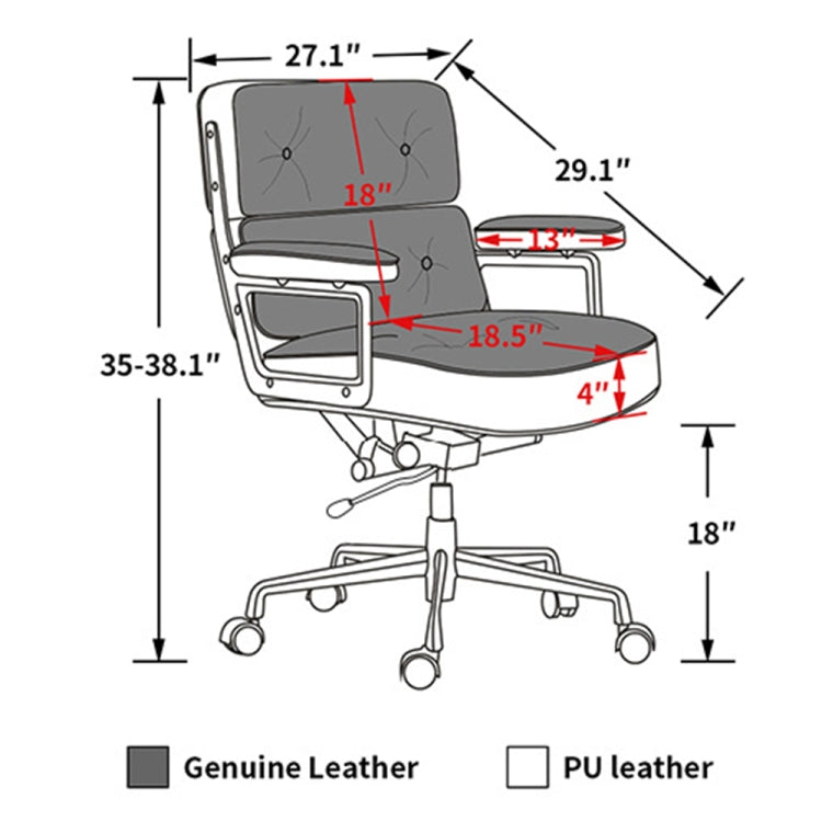[UK Warehouse] HJ205A Rotatable Lifting Adjustable Office Chairs Retro PU Leather Leisure Chairs Gaming Chairs Recliner(Black)