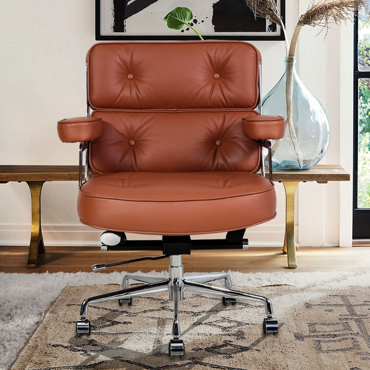 [UK Warehouse] HJ205A Rotatable Lifting Adjustable Office Chairs Retro PU Leather Leisure Chairs Gaming Chairs Recliner(Black)