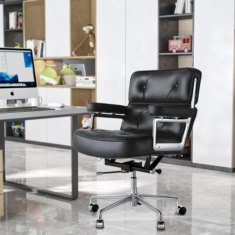 [UK Warehouse] HJ205A Rotatable Lifting Adjustable Office Chairs Retro PU Leather Leisure Chairs Gaming Chairs Recliner(Black)