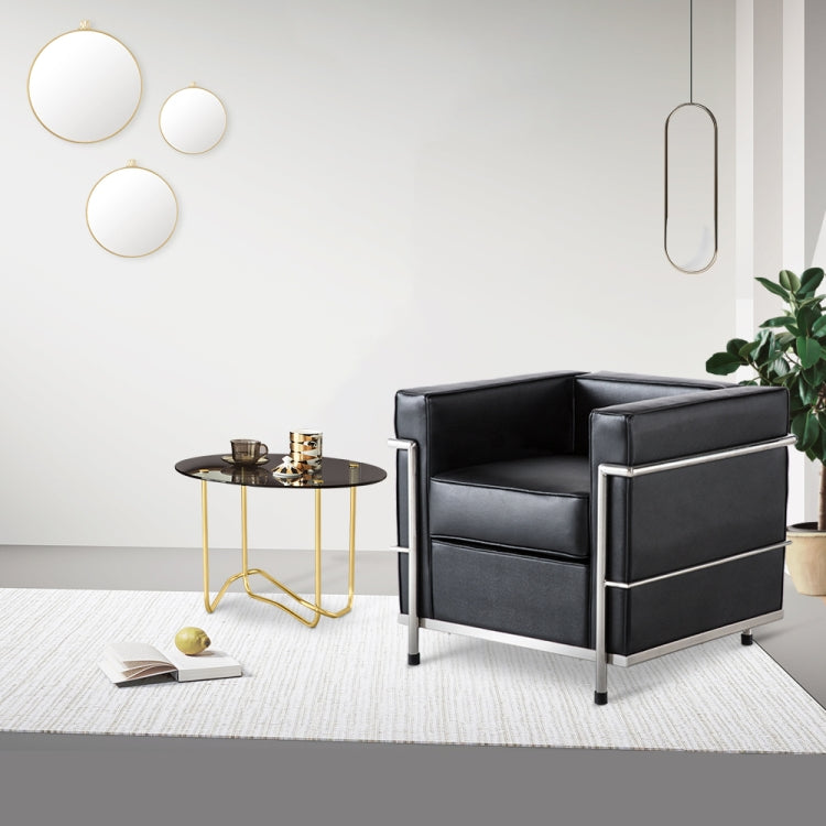 [UK Warehouse] SF201A Stainless Steel Frame PU Leather Sofa Living Room Lounge Sofa Single Sofa