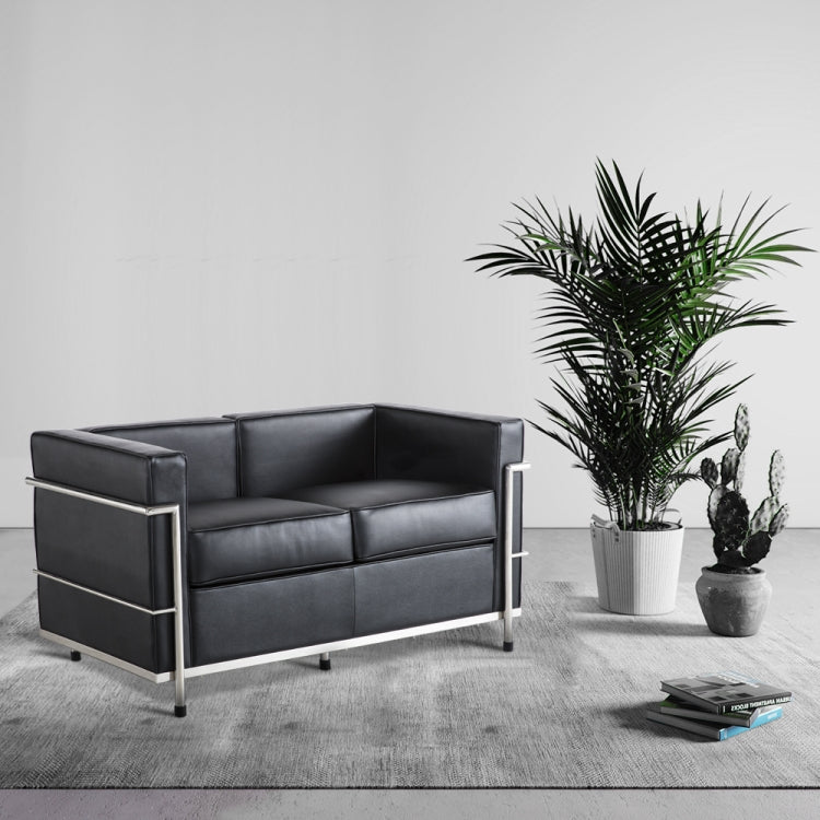 [UK Warehouse] SF202A Stainless Steel Frame PU Leather Sofa Living Room Lounge Sofa Double Sofa