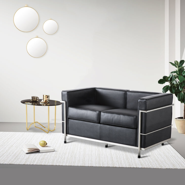 [UK Warehouse] SF202A Stainless Steel Frame PU Leather Sofa Living Room Lounge Sofa Double Sofa
