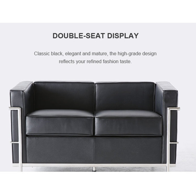 [UK Warehouse] SF202A Stainless Steel Frame PU Leather Sofa Living Room Lounge Sofa Double Sofa