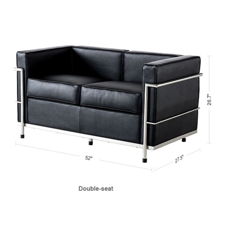 [UK Warehouse] SF202A Stainless Steel Frame PU Leather Sofa Living Room Lounge Sofa Double Sofa