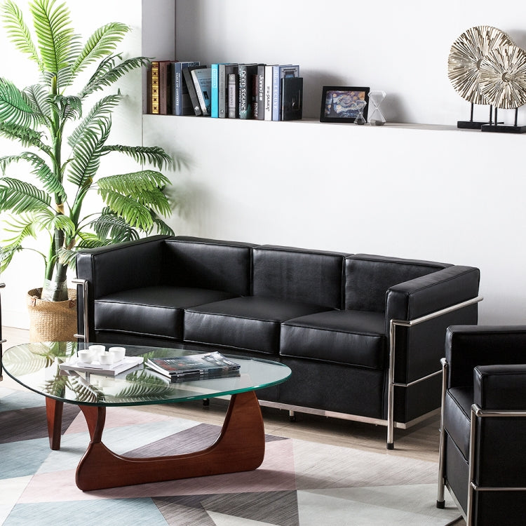 [UK Warehouse] SF203A Stainless Steel Frame PU Leather Sofa Living Room Lounge Sofa Three-seat Sofa