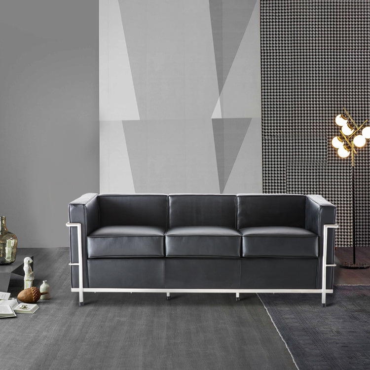 [UK Warehouse] SF203A Stainless Steel Frame PU Leather Sofa Living Room Lounge Sofa Three-seat Sofa