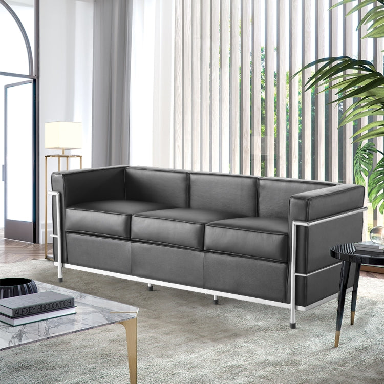[UK Warehouse] SF203A Stainless Steel Frame PU Leather Sofa Living Room Lounge Sofa Three-seat Sofa